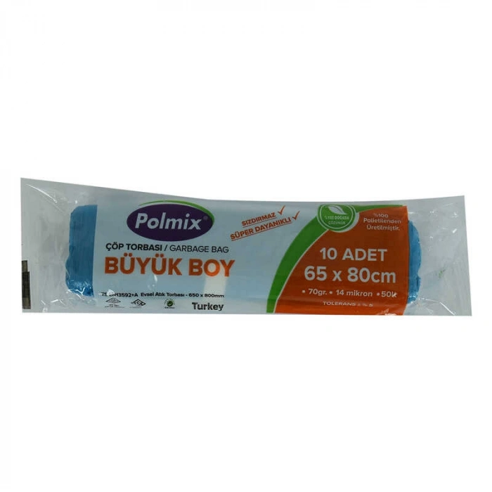 Torbası Büyük Boy 65x80Cm 70Gr 14Mikron 50Lt Mi Rulo 10 Adet