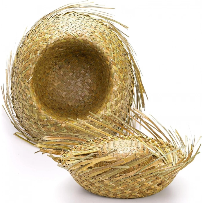 Tropikal Parti Naturel Hasır Hawaii Şapkası 13x36 cm