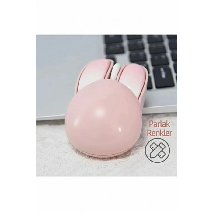 Tşan Figürlü Kablosuz Mouse Pil Dahil Etiket Hediyeli Pembe