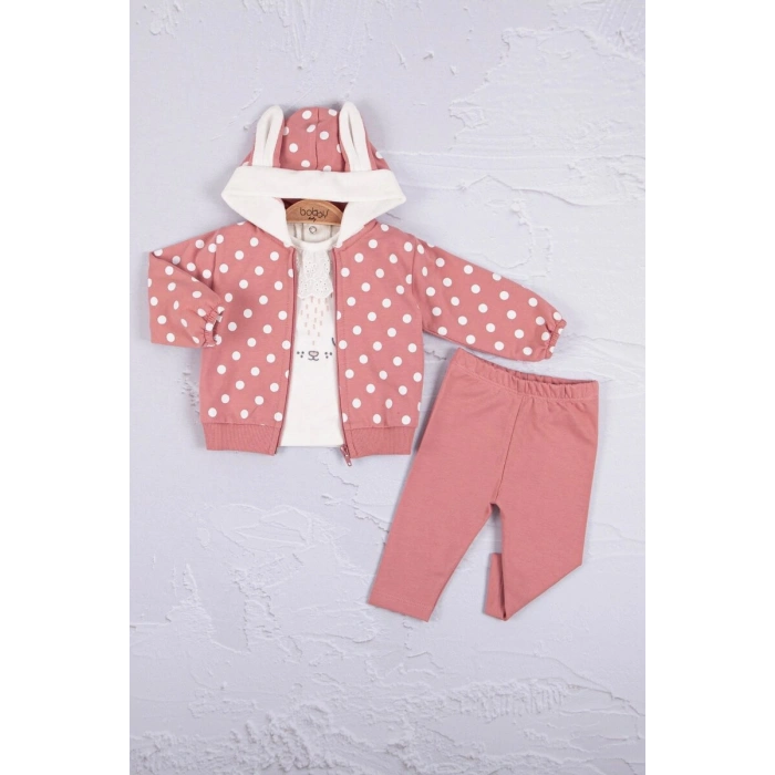 Tşan Kulaklı Puanlı 3lü Kız Bebek Takım