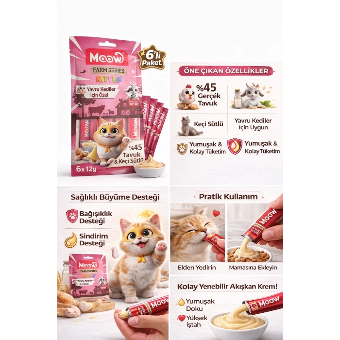 Tuklu ve Keçi Sütlü Yru Kedi a Ödül sı 6 x 12 gr