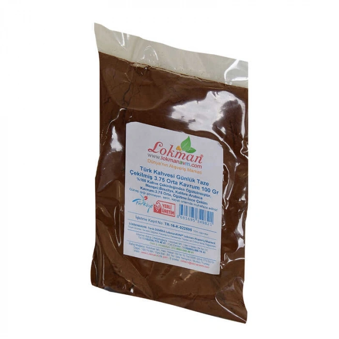 Türk Kahvesi Günlük Taze Çekilmiş 3.75 Orta Krum 100 Gr Paket