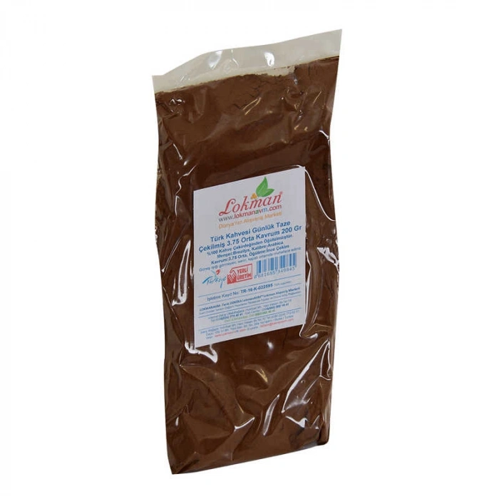Türk Kahvesi Günlük Taze Çekilmiş 3.75 Orta Krum 200 Gr Paket