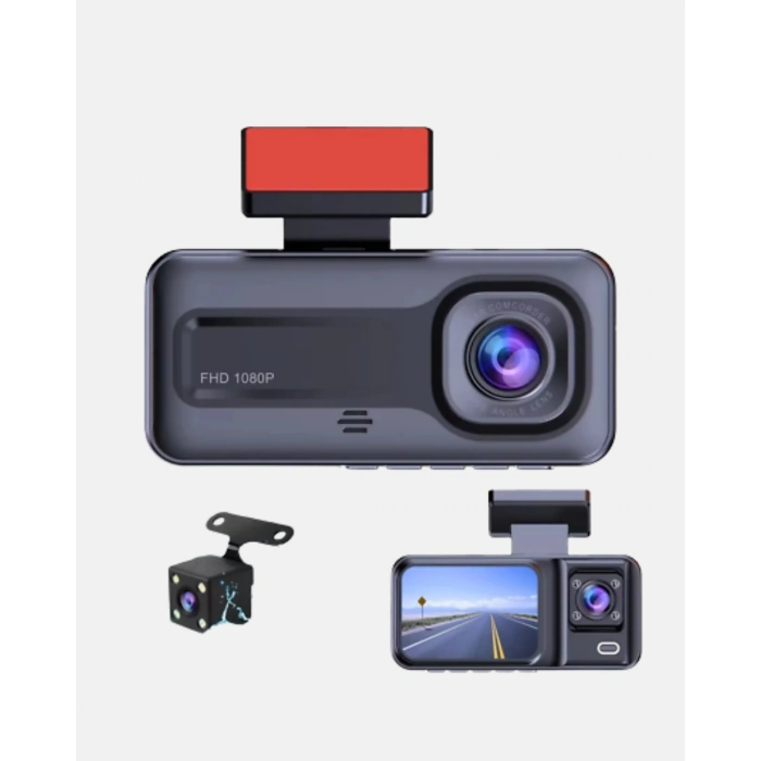 Üç Kameralı Dash Cam 170° Geniş Açılı Full HD Gece Görüşlü