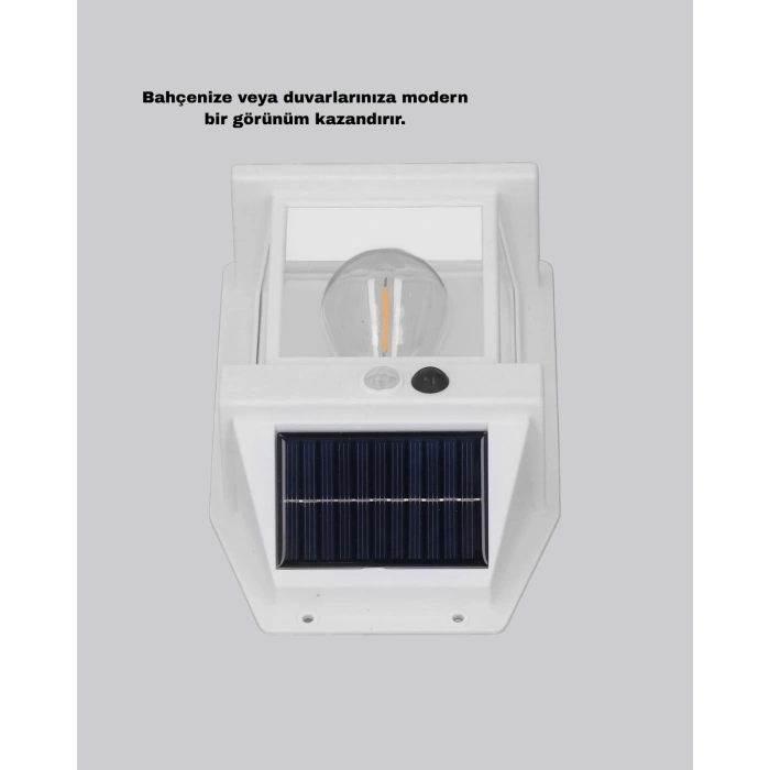 Üç Modlu Güneş Enerjili Duvar Lambası 1800mAh Bataryalı ve Hareket Sensörlü