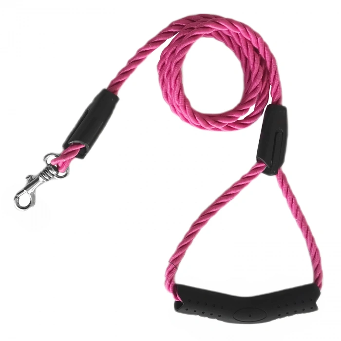 Üçlü Sarmallı Köpek Gezdirme Halatı 1 cm-120 cm Pembe