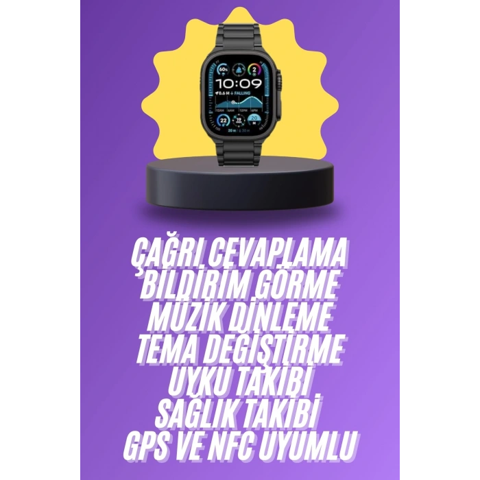 Ultra 3 Kordonlu Amoled Ekran Akıllı Saat Çok Fonksiyonlu Uyku ve Sağlık Takibi