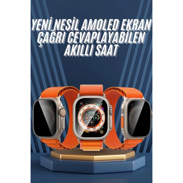 Ultra Max Kordon Kilitli Akıllı Saat Amoled Ekran Titreşimli Çağrı Cevaplayabilen