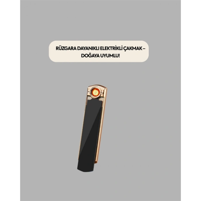 USB Şarjlı Alevsiz Elektronik Çakmak – Rüzgara Dayanıklı, Gazsız, Güvenli Kullanım