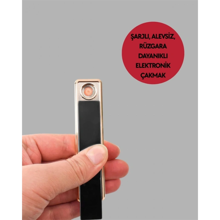 USB Şarjlı Alevsiz Elektronik Çakmak – Rüzgara Dayanıklı, Gazsız, Güvenli Kullanım