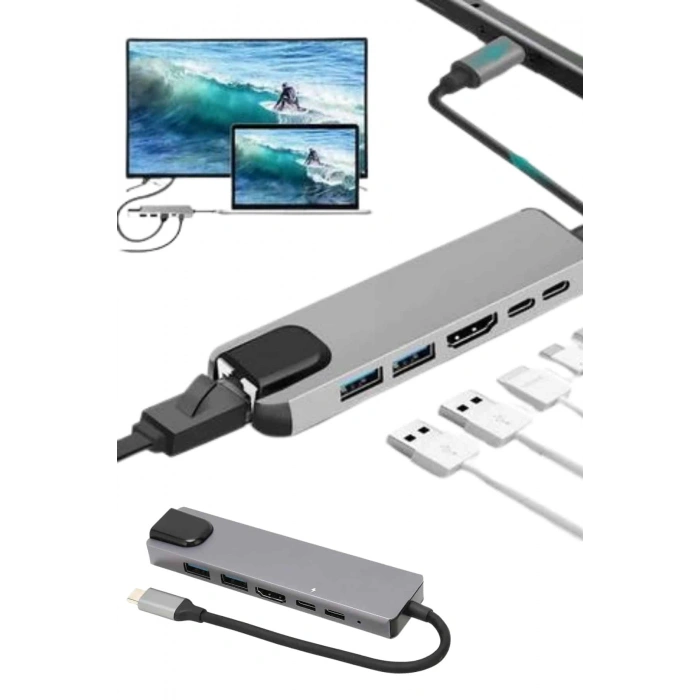 Usb Typec Hub Dönüştürücü Çevirici Çoklayıcı Macbook Çevirici 8 Portlu