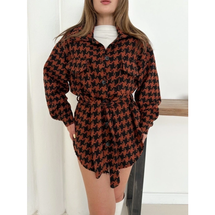 Uzun kaşe gömlek kahvesiyah