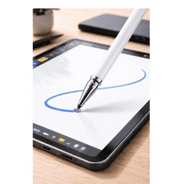 Vivo V21 Uyumlu Dokunmatik Stylus Kalem Disk Uçlu Hassas Beyaz Tablet Telefon Çizim Kalemi