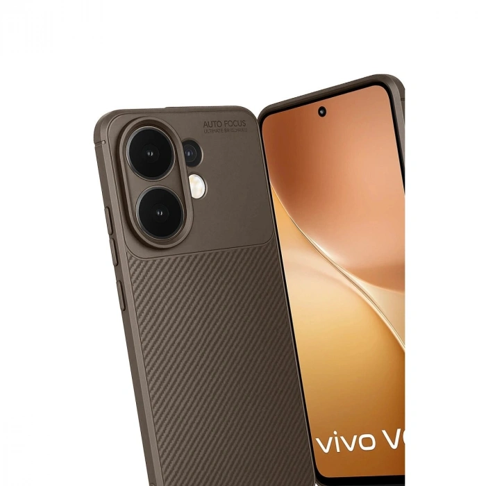 Vivo V60 5g Auto Fus Karbon Kapak - Kahverengi