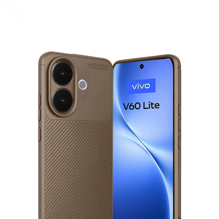 Vivo V60 Lite Auto Fus Karbon Kapak - Kahverengi