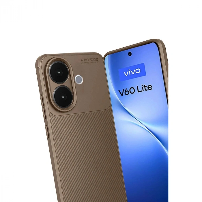 Vivo V60 Lite Auto Fus Karbon Kapak - Kahverengi