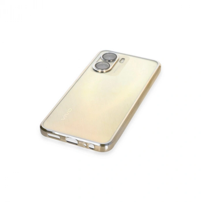Vivo Y16 Kılıf  Lensli  - Gold