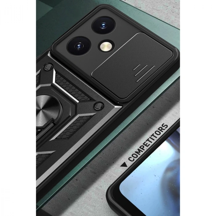 Vivo Y27 Kılıf Pars Lens Yüzüklü  - Gümüş