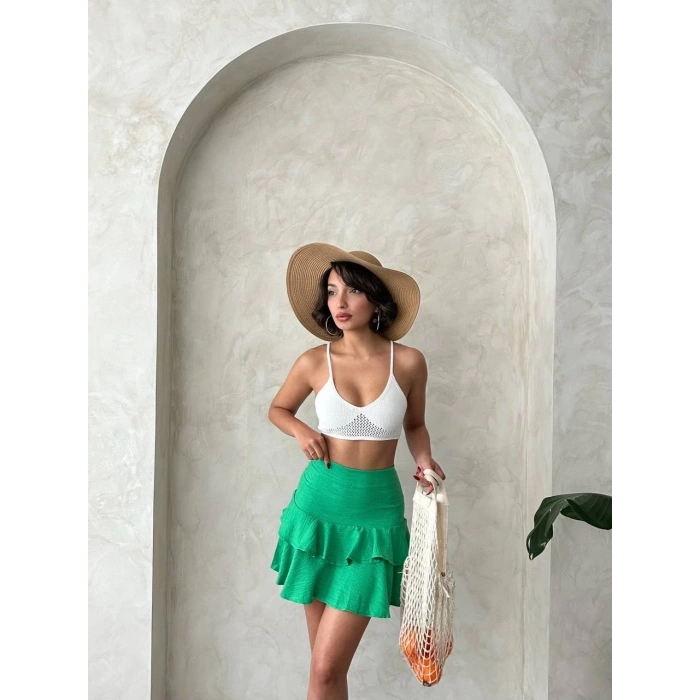 Vnlu fırfırlı etek yeşil