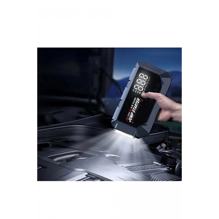Vtn-605 Şarjlı 12.000 Mah Taşınabilir Çantalı Araç Akü Şarj Takviyeli Işıklı Ha Kompresörü