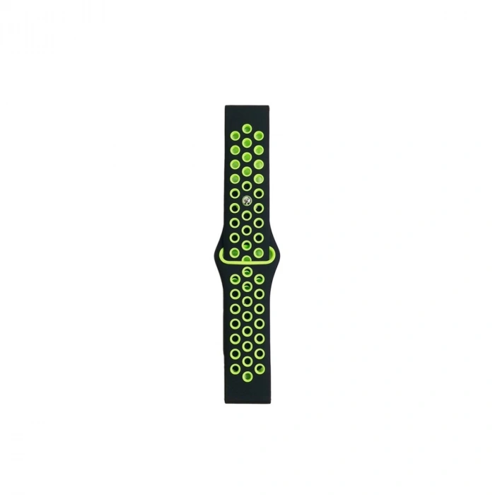 Watch 20mm Spor Delikli Kordon (saat Değildir) - Siyah-yeşil