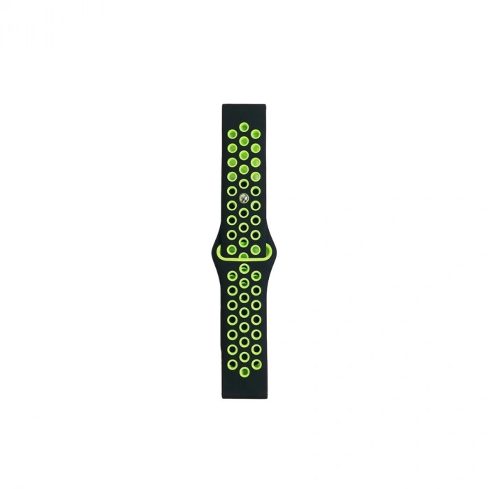 Watch 20mm Spor Delikli Kordon - Siyah-yeşil