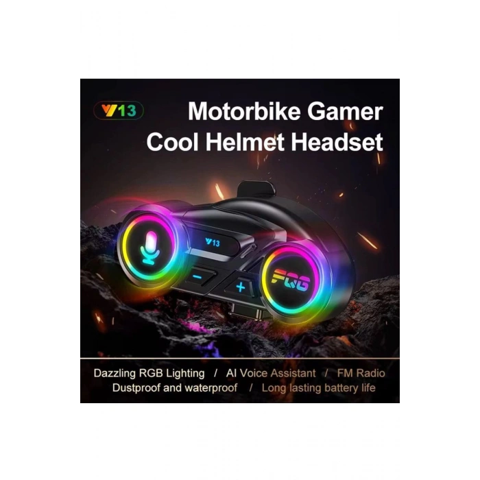 Y13 Motor Kask Kulaklık Rgb Modlu Ralu Motosiklet Kulaklık 5.3 Bluetooth Intercom
