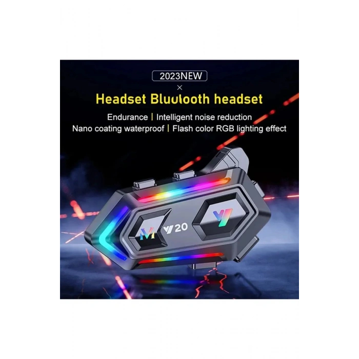 Y20 Motor Kurye Kask Kulaklık Rgb Modlu Bluetoototosiklet Kulaklık 5.3 Bluetooth Interkom
