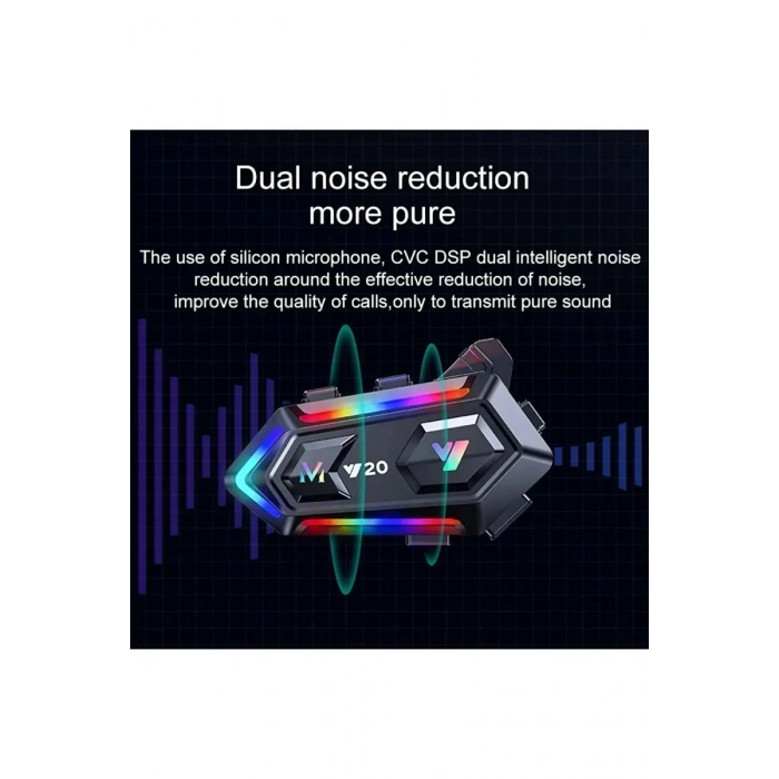 Y20 Motor Kurye Kask Kulaklık Rgb Modlu Bluetoototosiklet Kulaklık 5.3 Bluetooth Interkom