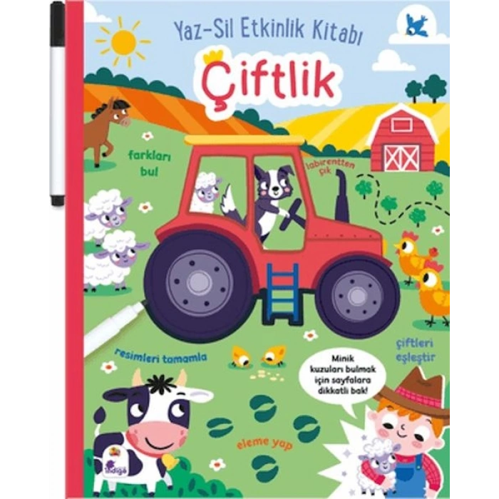 Yaz-Sil Etkinlik Kitabı - Çiftlik (Kalemli)