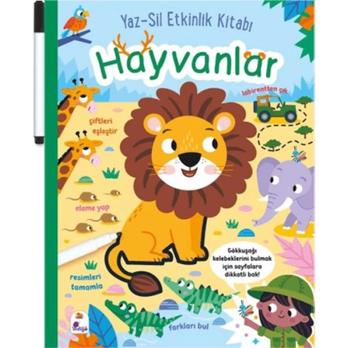 Yaz-Sil Etkinlik Kitabı - Hayvanlar (Kalemli)