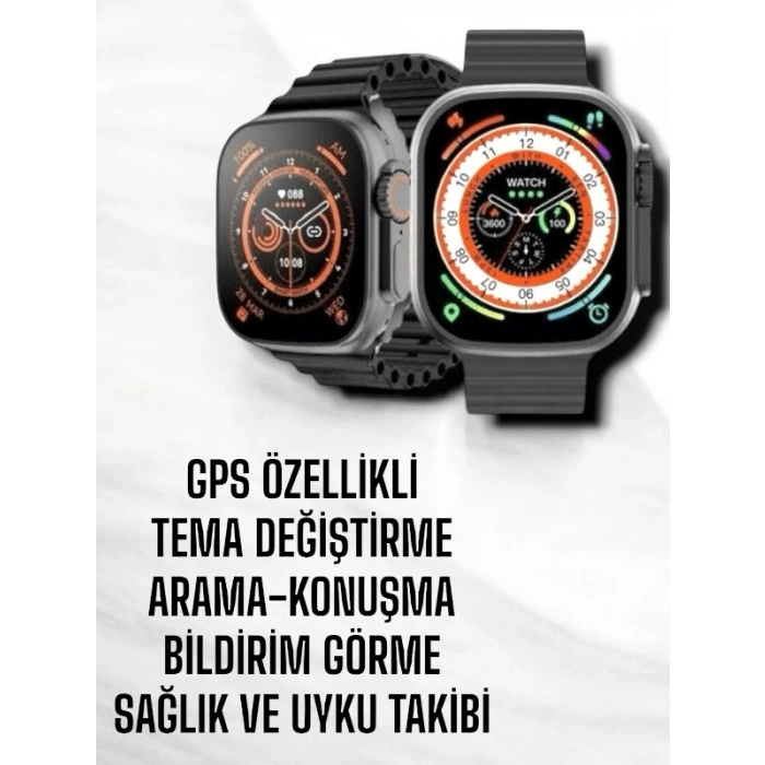 Yeni Nesil Ultra Akıllı Saat Titreşimli, Uyku & Sağlık Takibi, Çift Kordon