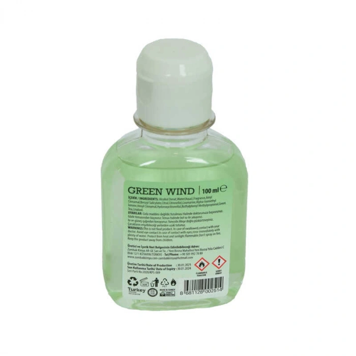 Yeşil Çaylı Kolonya Green d Eau De Cologne 80 Derece 100 ML