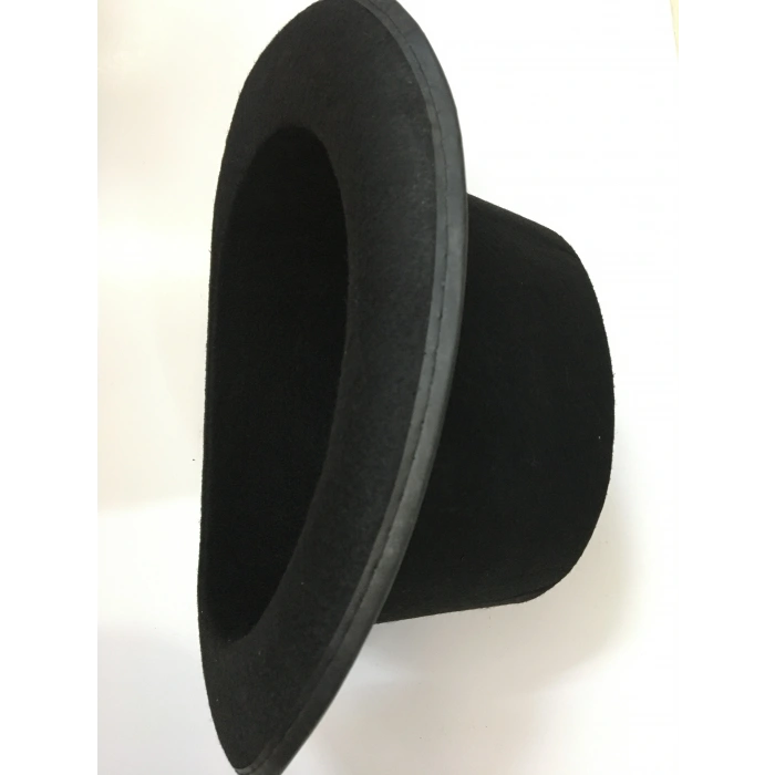 Yetişkinler İçin Siyah Renk Ringmaster Sihirbaz Şapkası Fötr Şapka 15 cm