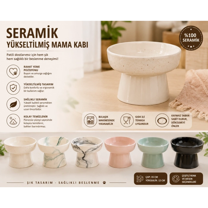 Yüksek Altlıklı Oval Seramik  Su Kabı 250 ml Çeşitli Renklerde