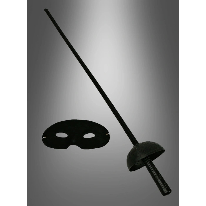 Zorro Kostüm Plastik Aksesuar Seti – Maske ve Kılıç (67 cm)