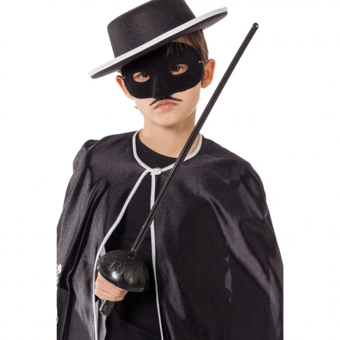 Zorro Kostüm Plastik Aksesuar Seti – Maske ve Kılıç (67 cm)