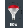 150W Kızılötesi (infrared) Isıtıcılı Hayvan Isıtma ve Kuluçka Lambası (Kırmızı Işık) E27 (Kalın Duy) (  )