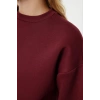 3 iplik şardonlu bisiklet yaka sweatshirt bordo