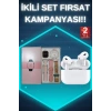 3 Kordonlu Pembe Amoled Ekran Akıllı Saat ve Yeni Nesil Pro Kablosuz Bluetooth Kulaklık ANC/ENC