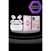 3 Kordonlu Pembe Amoled Ekran Akıllı Saat ve Yeni Nesil Pro Kablosuz Bluetooth Kulaklık ANC/ENC