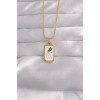 316L Çelik Gold Renk Beyaz Mineli Tarot Kolye