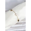 316L Çelik Gold Renk Siyah Beyaz Baby Yonca Model Kadın Bileklik