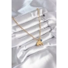 316L Çelik Gold Renk Top Zincir Model Fil Figür Nazar Boncuk Detay Kadın Kolye