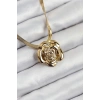 316L Çelik Gül Figürlü İtalyan Zincir Model Gold Renk Kadın Kolye