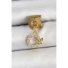 316L Çelik Sallantılı Zirkon Taşlı Kelebek Detaylı Halka Model Gold Renk Nomination Charm