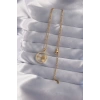 316L Çelik Zincir Gold Renk Zirkon Taşlı Yıldız Figürlü Oval Kolye