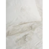 3D Nakışlı Çift Kişilik Saten Nev Takımı Chic Ekru
