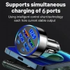6 Portlu Hızlı Araç Şarj  – 4 USB + 2 Type-C Çıkışlı Dijital Göstergeli Oto Şarjı