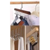 8 Kancalı Askı Çok Fonksiyonlu Ahşap Kemer Kravat Eşarp Dolap Askısı